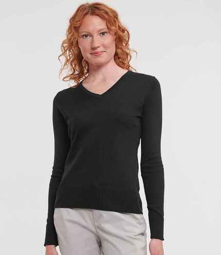 Russell Athletic Collection Ladies Cotton Acrylic V Neck Sweater 3