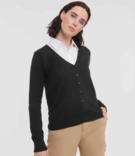 Russell Athletic Collection Ladies Cotton Acrylic V Neck Cardigan 3