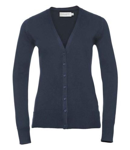 Russell Collection Ladies Cotton Acrylic V Neck Cardigan