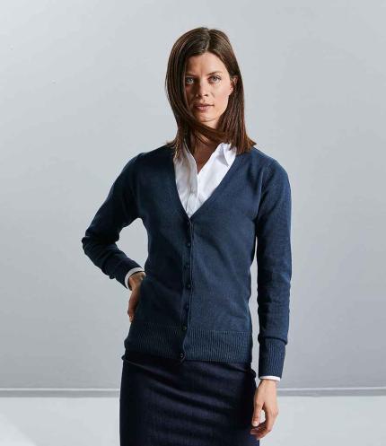 Russell Collection Ladies Cotton Acrylic V Neck Cardigan 3