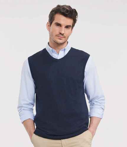 Russell Collection Sleeveless Cotton Acrylic V Neck Sweater 3