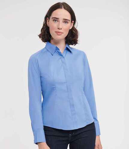 Russell Collection Ladies Long Sleeve Fitted Poplin Shirt 3