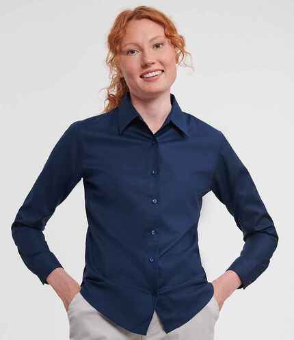 Russell Collection Ladies Long Sleeve Easy Care Oxford Shirt 3
