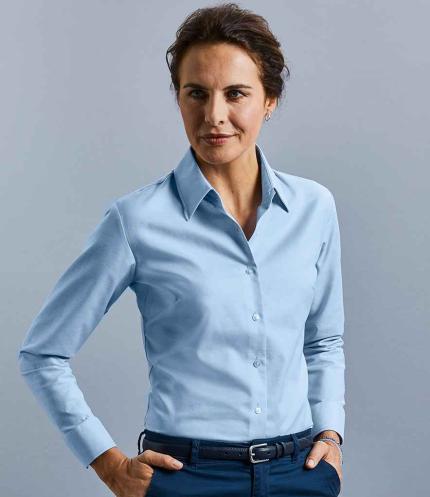 Russell Athletic Collection Ladies Long Sleeve Easy Care Oxford Shirt 3