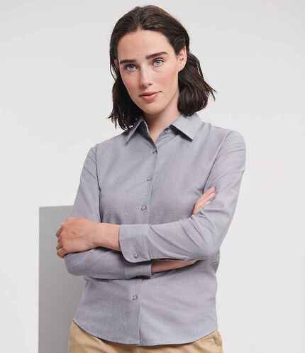 Russell Athletic Collection Ladies Long Sleeve Easy Care Oxford Shirt 3