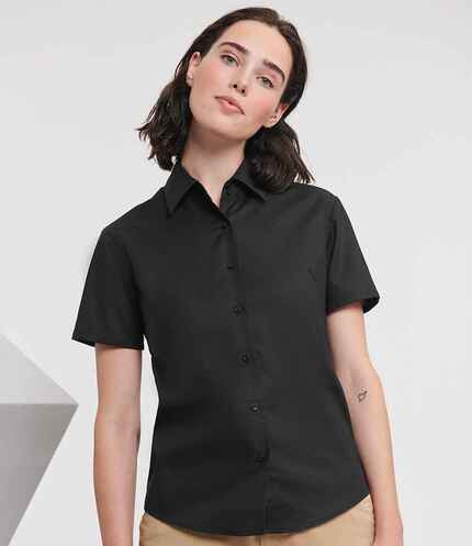 Russell Collection Ladies Short Sleeve Easy Care Oxford Shirt 3