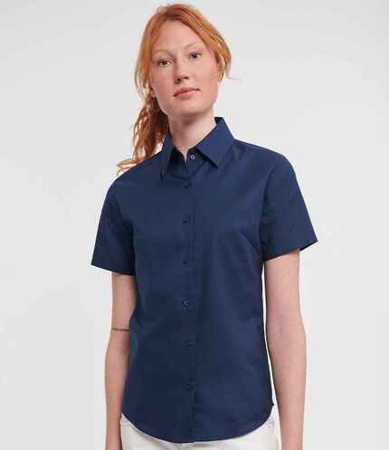 Russell Collection Ladies Short Sleeve Easy Care Oxford Shirt 3