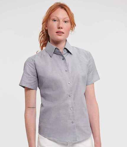 Russell Collection Ladies Short Sleeve Easy Care Oxford Shirt 3