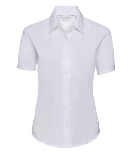 Russell Collection Ladies Short Sleeve Easy Care Oxford Shirt