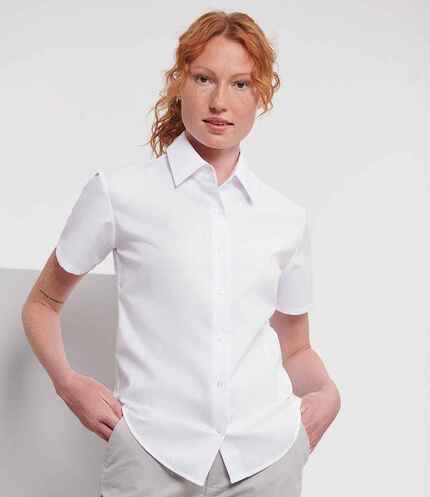 Russell Collection Ladies Short Sleeve Easy Care Oxford Shirt 3