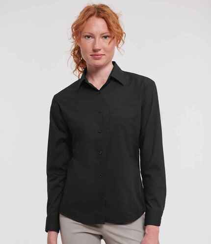 Russell Collection Ladies Long Sleeve Easy Care Poplin Shirt 3