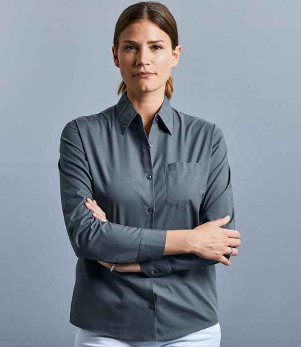 Russell Athletic Collection Ladies Long Sleeve Easy Care Poplin Shirt 3
