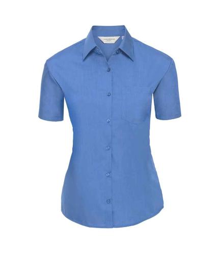 Russell Collection Ladies Short Sleeve Easy Care Poplin Shirt