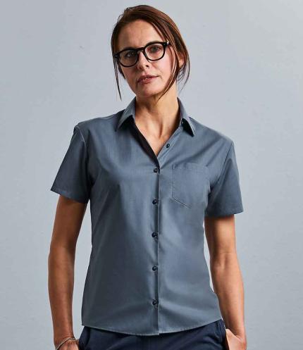 Russell Athletic Collection Ladies Short Sleeve Easy Care Poplin Shirt 3