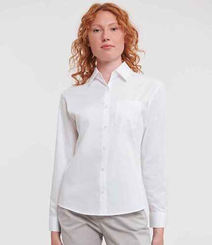 Russell Athletic Collection Ladies Long Sleeve Easy Care Cotton Poplin Shirt 3