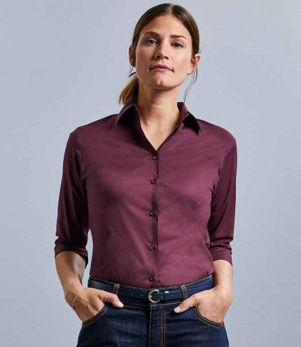 Russell Athletic Collection Ladies 3/4 Sleeve Easy Care Fitted Shirt 3