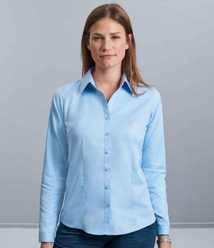 Russell Collection Ladies Long Sleeve Herringbone Shirt 3