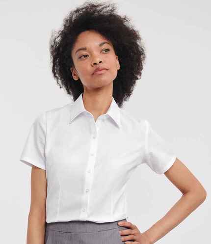 Russell Collection Ladies Short Sleeve Herringbone Shirt 3