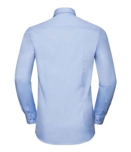 Russell Collection Long Sleeve Contrast Herringbone Shirt 2