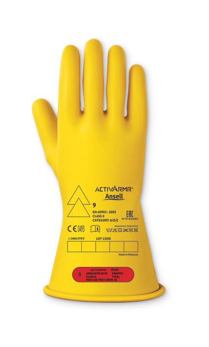 ANSELL LOW VOLTAGE ELECTRICAL INSULATING GLOVE (CLASS 0)