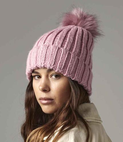 Beechfield Verbier Fur Pop Pom Beanie 1