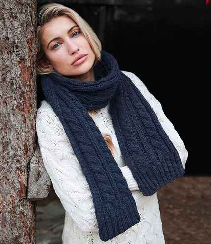 Beechfield Cable Knit Melange Scarf 1