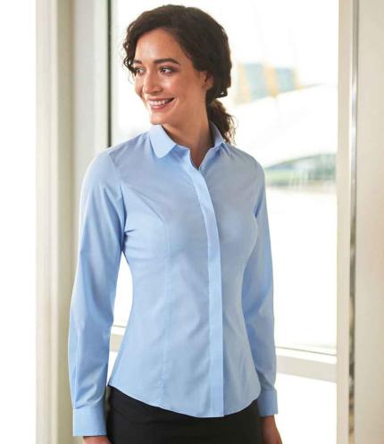 Brook Taverner Ladies Trevi Long Sleeve Poplin Shirt 1