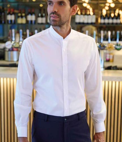 Brook Taverner Volterra Long Sleeve Grandad Collar Shirt 1