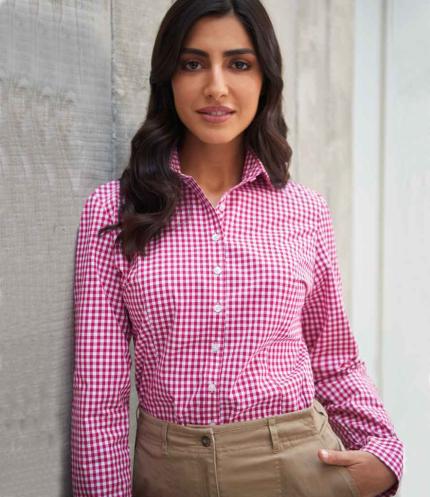 Brook Taverner Ladies Kansas Gingham Long Sleeve Shirt 1