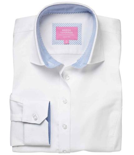 Brook Taverner Ladies Mirabel Long Sleeve Stretch Oxford Shirt 0