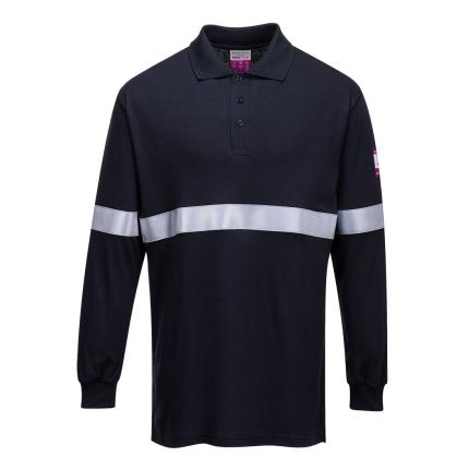 Portwest
 Flame Resistant Anti-Static Long Sleeve Polo Shirt with Reflective Tape