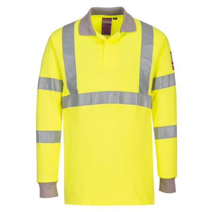 Portwest
 Flame Resistant Anti-Static Hi-Vis Long Sleeve Polo Shirt