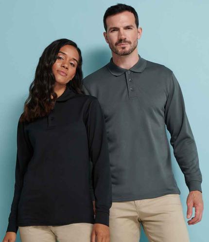Henbury Unisex Long Sleeve Coolplus® Piqué Polo Shirt 3