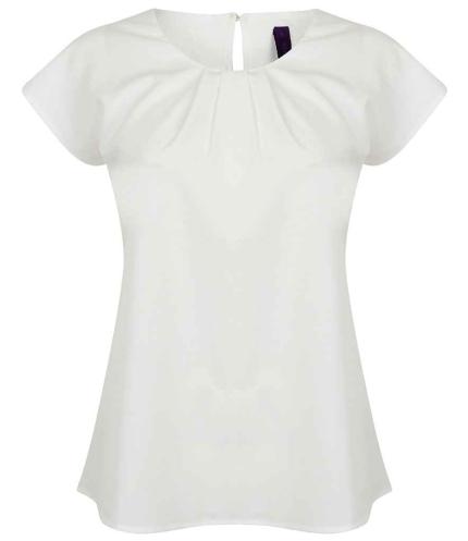 Henbury Ladies Pleat Front Short Sleeve Blouse 0