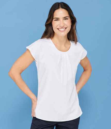 Henbury Ladies Pleat Front Short Sleeve Blouse 3