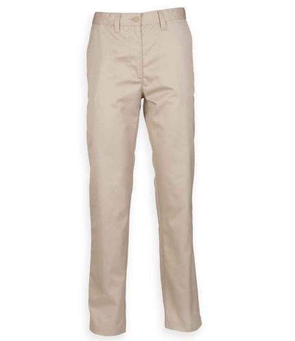 Henbury Ladies 65/35 Flat Fronted Chino Trousers