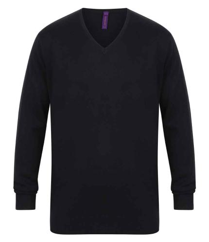 Henbury Lightweight Cotton Acrylic V Neck Sweater