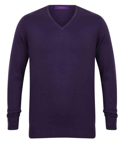 Henbury Lightweight Cotton Acrylic V Neck Sweater