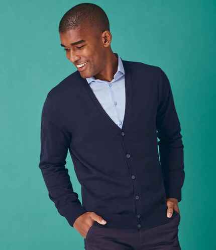 Henbury Lightweight Cotton Acrylic V Neck Cardigan 3
