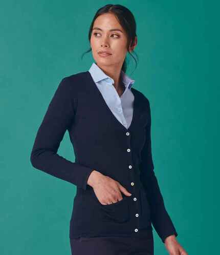 Henbury Ladies Cotton Acrylic V Neck Cardigan 3