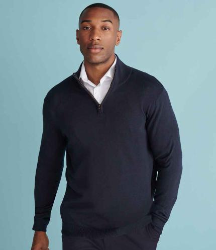 Henbury Zip Neck Sweater 3