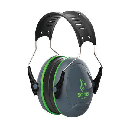 JSP Sonis1 Adjustable Ear Defenders 27dB SNR - Grey / Green