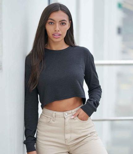 AWDis Ladies Long Sleeve Cropped T-Shirt 2