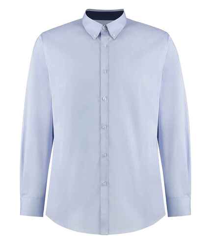 Kustom Kit Premium Long Sleeve Contrast Tailored Oxford Shirt 0