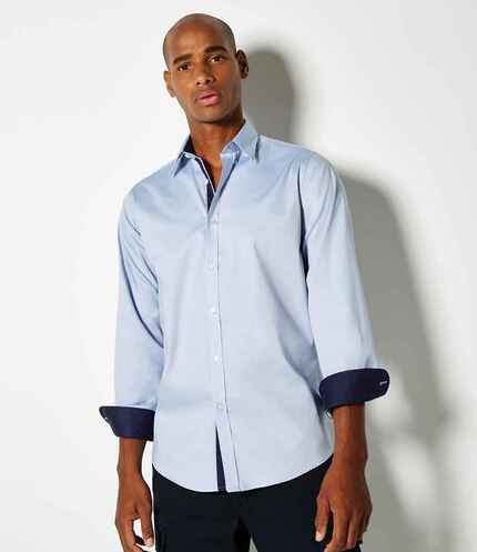 Kustom Kit Premium Long Sleeve Contrast Tailored Oxford Shirt 2