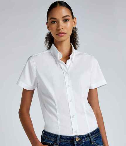 Kustom Kit Ladies Premium Short Sleeve Tailored Oxford Shirt 2