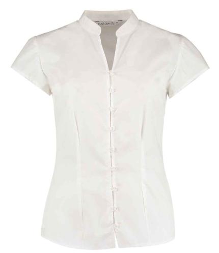 Kustom Kit Ladies Cap Sleeve V Neck Tailored Continental Blouse