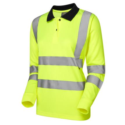 Leo Workwear Beaford Ecoviz Hi Vis Comfort Womens Sleeved Polo Shirt