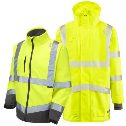 Leo Workwear Clovelly Hi Vis 3-in-1 Anorak with Buckland Softshell Jacket