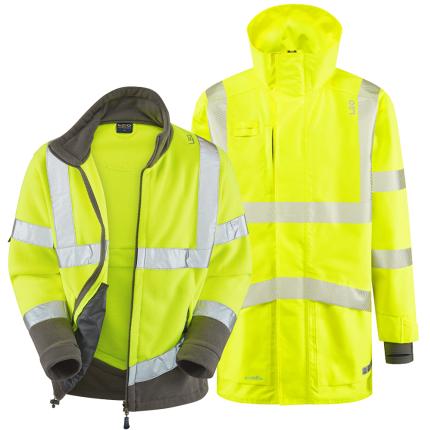 Leo Workwear Clovelly Hi Vis 3-in-1 Anorak with Hartland Fleece Jacket